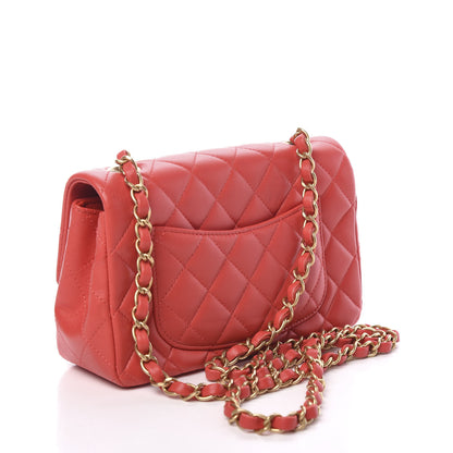 Chanel Lambskin Quilted Mini Rectangular Flap Red 2 of 9