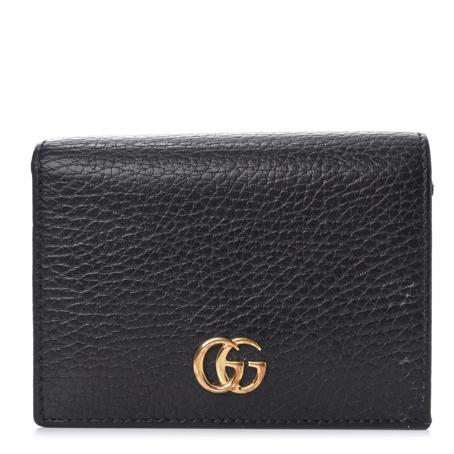 Pebbled Calfskin GG Marmont Card Case Black