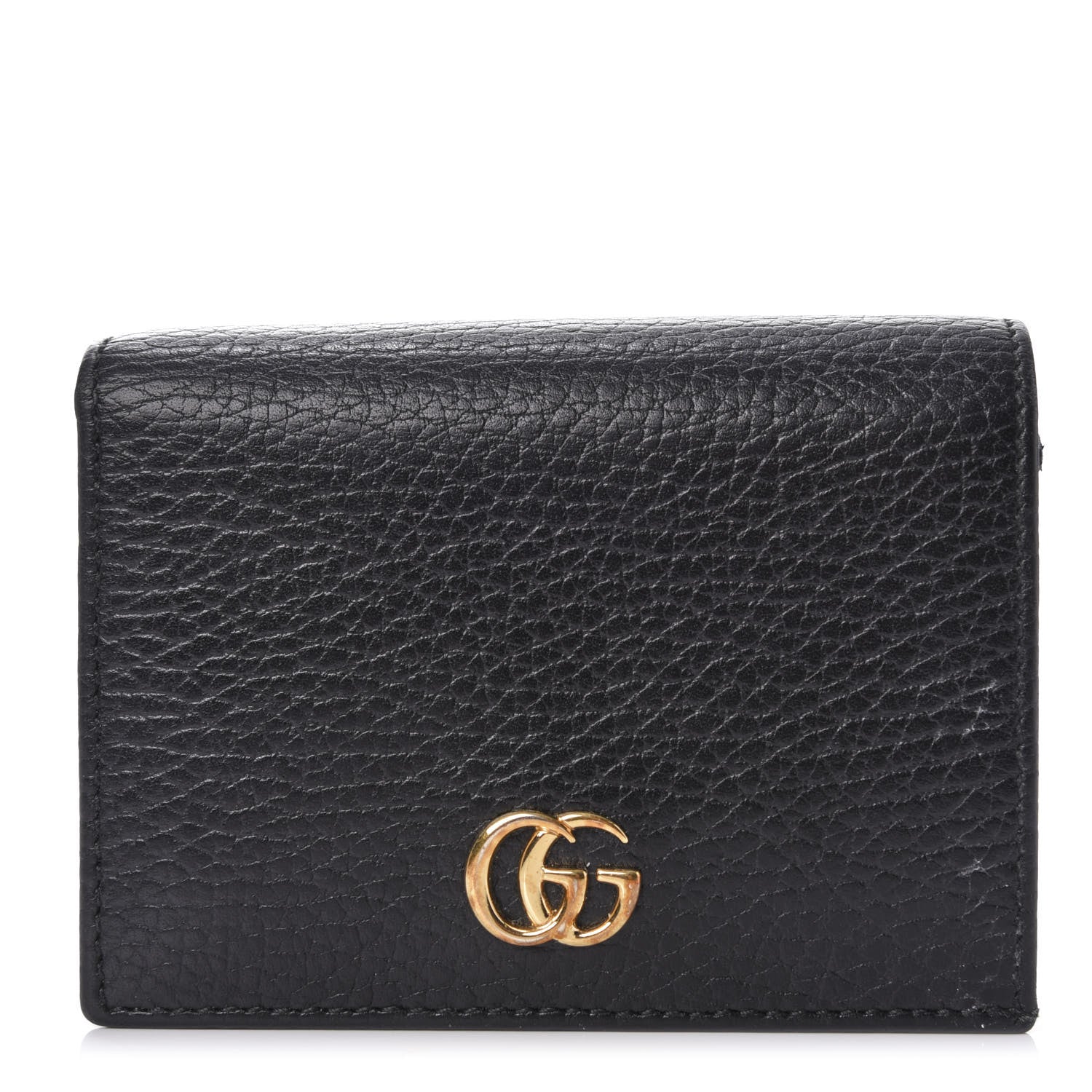 Gucci Pebbled Calfskin GG Marmont Card Case Black 1 of 8
