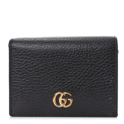 Gucci Pebbled Calfskin GG Marmont Card Case Black 1 of 8