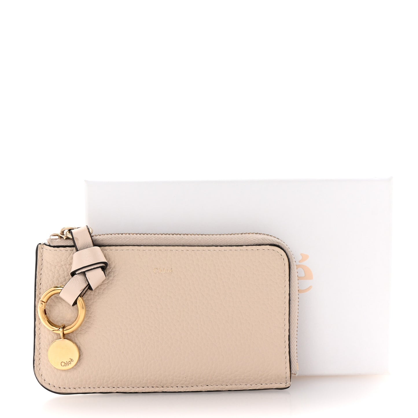 Calfskin Alphabet Purse Wallet Nude
