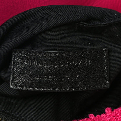 Saint Laurent Shearling Quilted Toy Loulou Puffer Monogram Chain Satchel Fuchsia 7 of 11