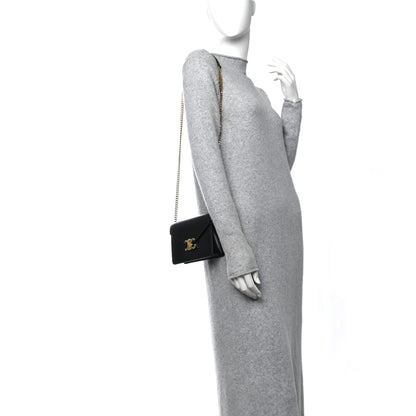 Celine Shiny Calfskin Triomphe Margo Wallet on Chain Black 2 of 10