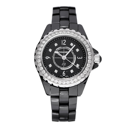 Chanel Stainless Steel Ceramic Diamond Bezel 29mm J12 Quartz Watch Black 1 of 5