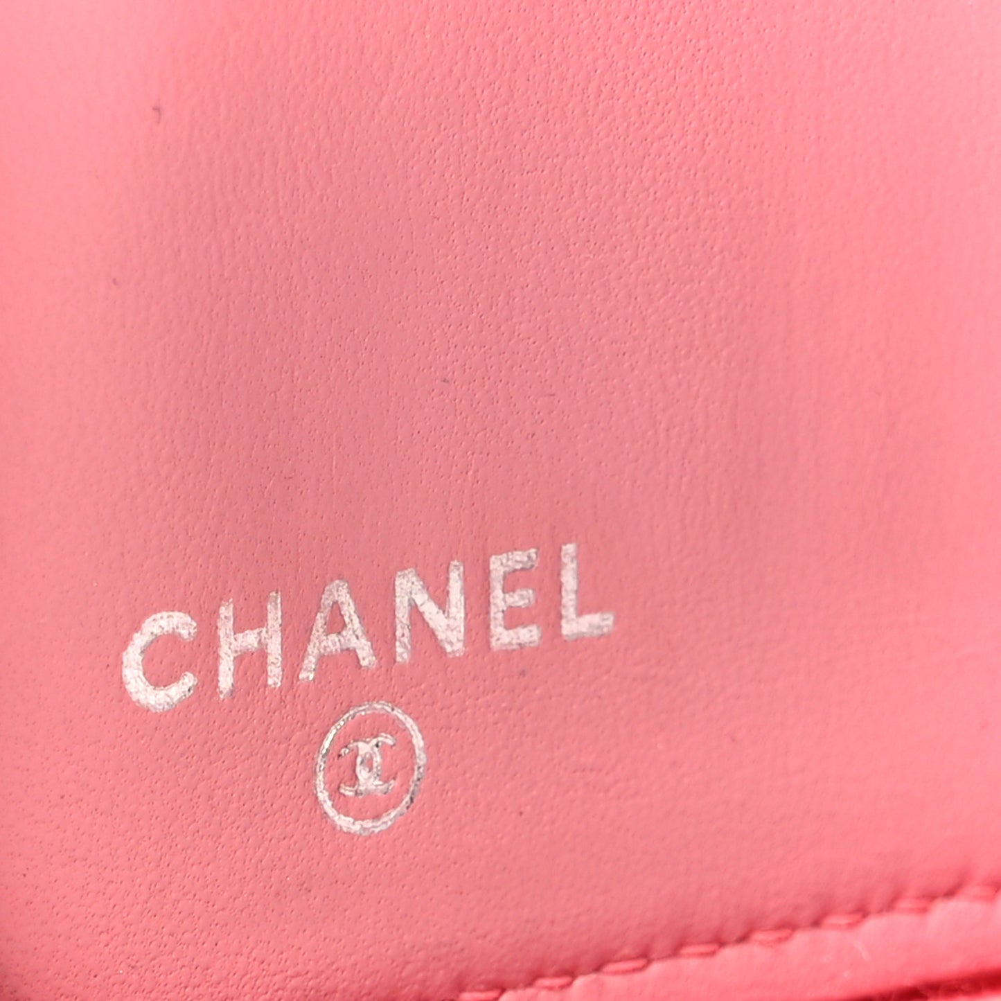 Lambskin Camellia Embossed Zip Around Organizer Wallet Pink