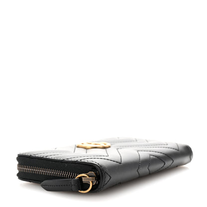 Gucci Calfskin Matelasse GG Marmont Zip Around Wallet Black 4 of 6