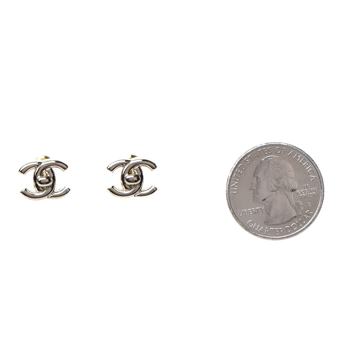 Metal CC Turnlock Earrings Gold