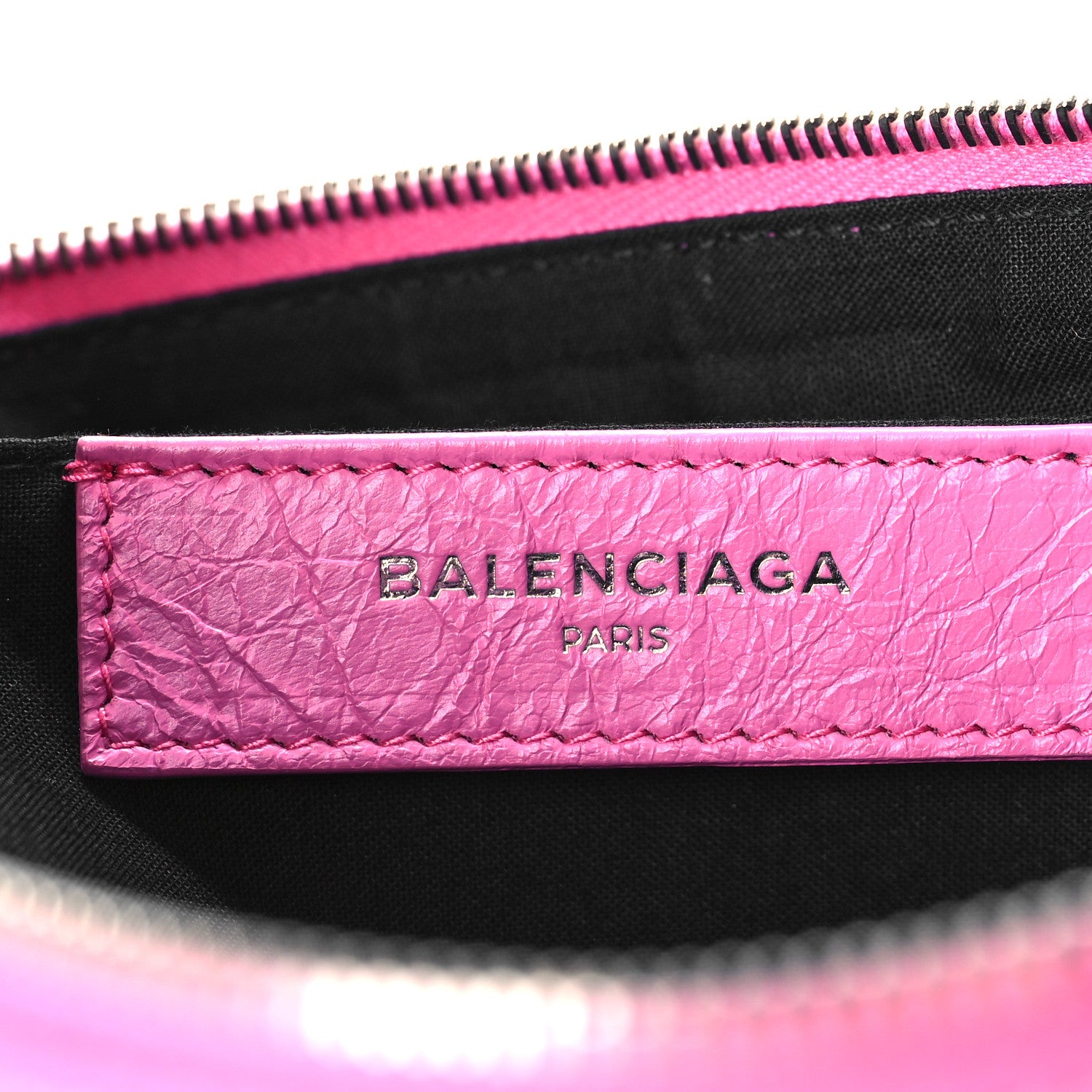 Balenciaga Agneau Arena Allover Logo Pouch Rose Bonbon Black 6 of 9