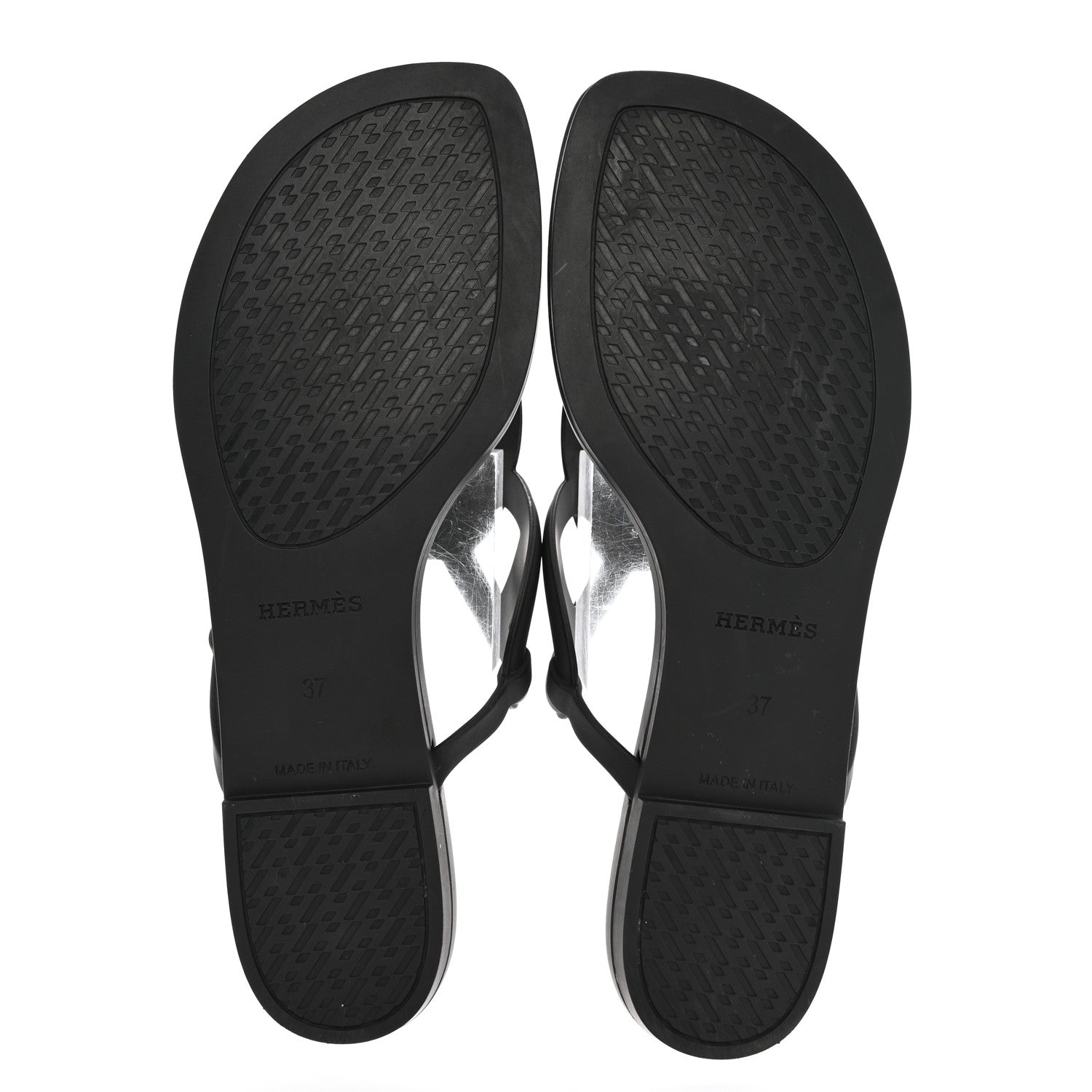 Hermes Rubber Womens Egerie Sandals 37 Black 5 of 12