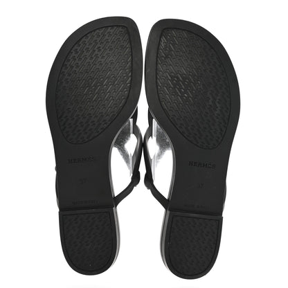 Hermes Rubber Womens Egerie Sandals 37 Black 5 of 12