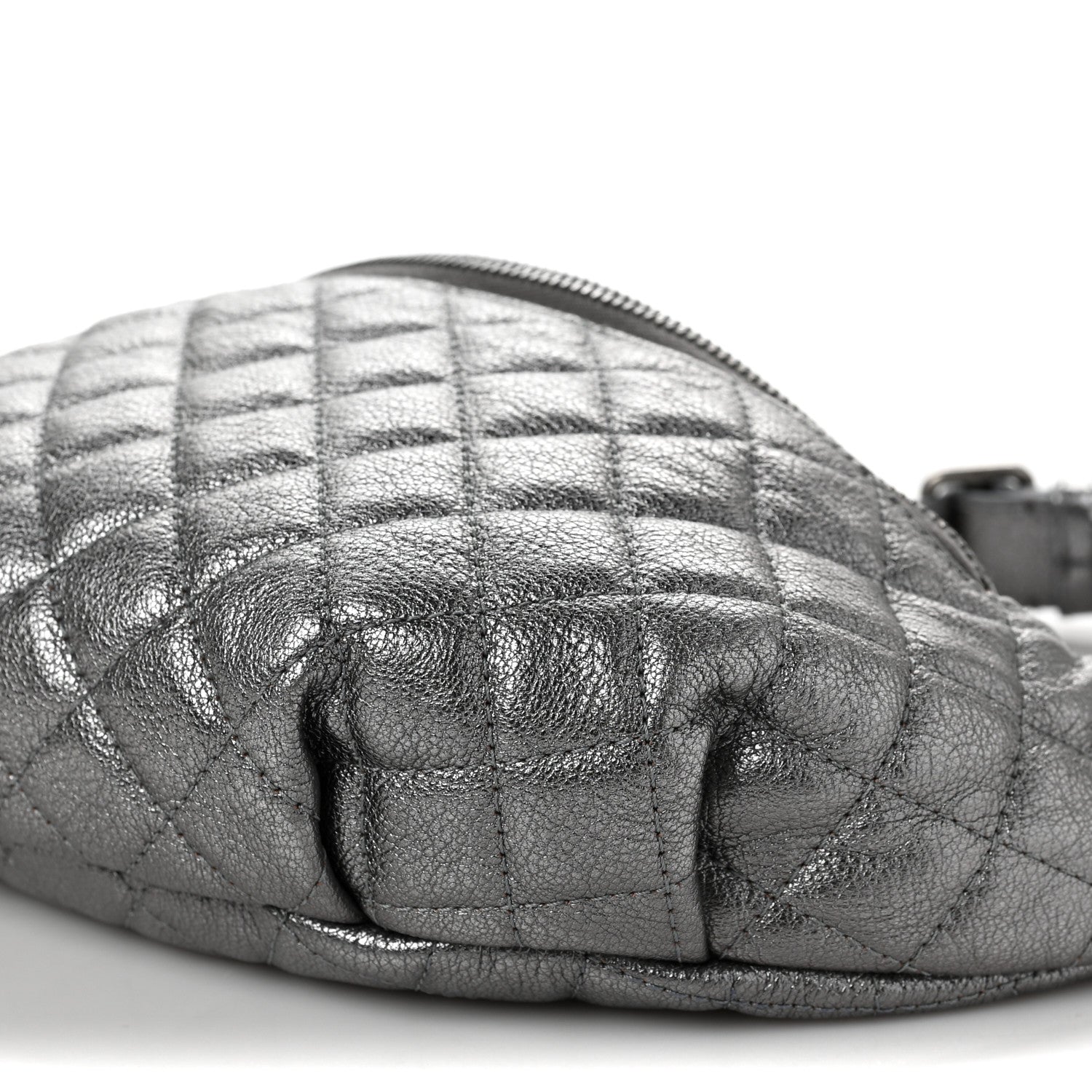 Chanel Metallic Calfskin Quilted Banane Waist Bag Fanny Pack Silver 9 of 10
