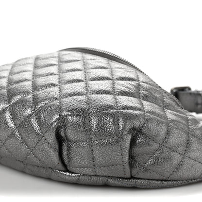 Chanel Metallic Calfskin Quilted Banane Waist Bag Fanny Pack Silver 9 of 10