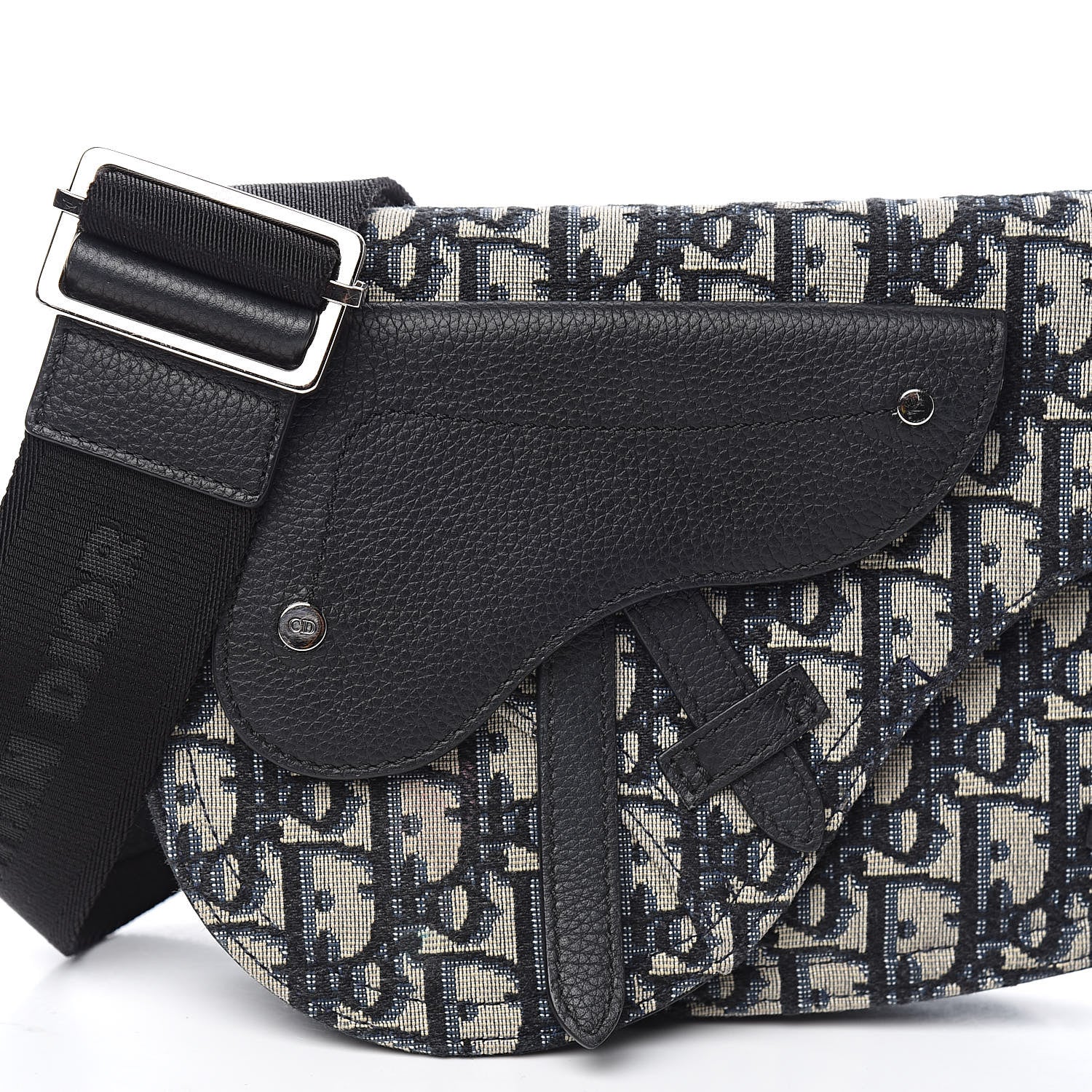 Christian Dior Oblique Saddle Messenger Pouch Beige Black 12 of 13