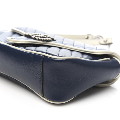 Gucci Vintage Effect Calfskin Matelasse Diagonal Small Torchon GG Marmont Shoulder Bag Blue Agata Mystic White 9 of 10