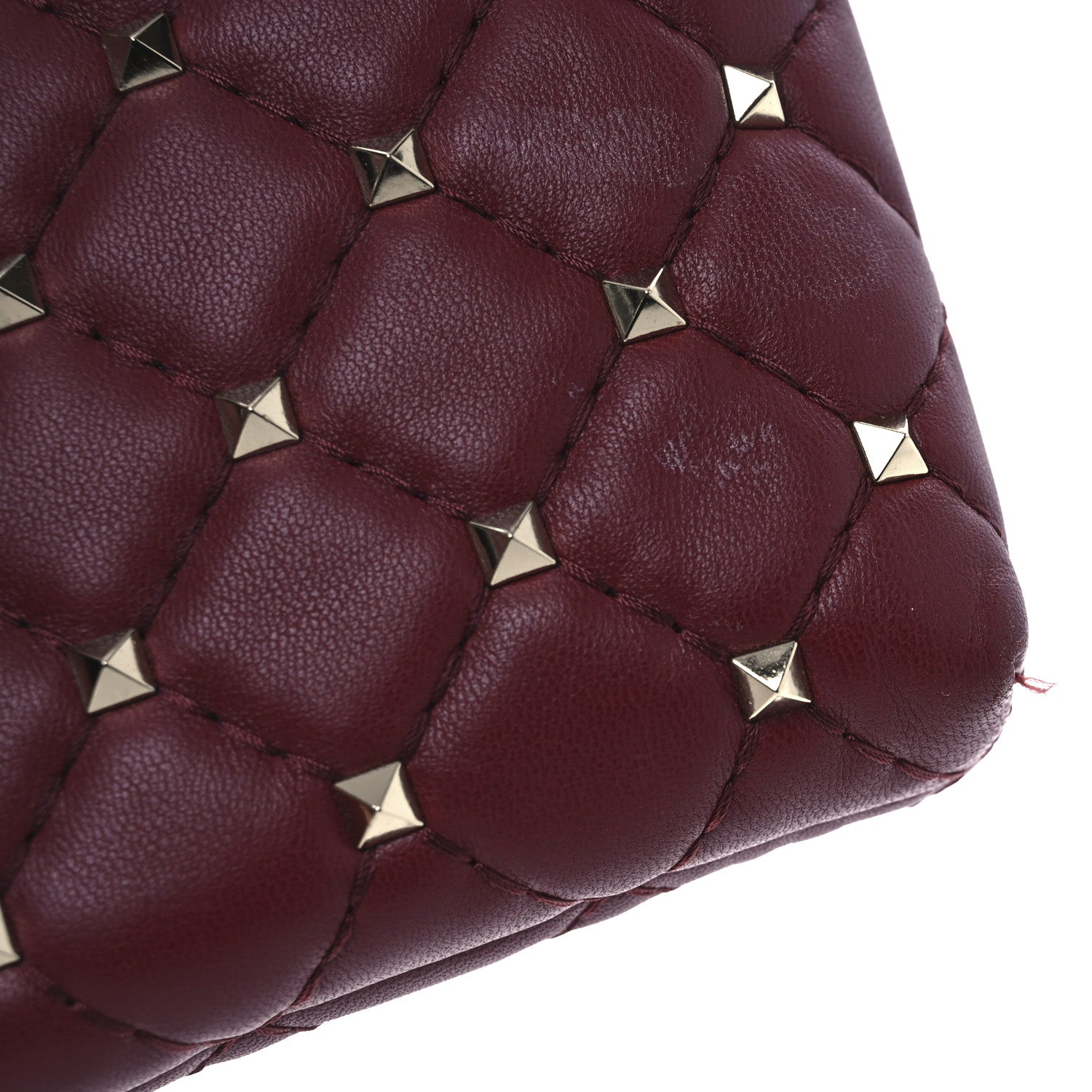 Valentino Garavani Nappa Rockstud Spike Side Slip Zip Clutch Rubino 12 of 12