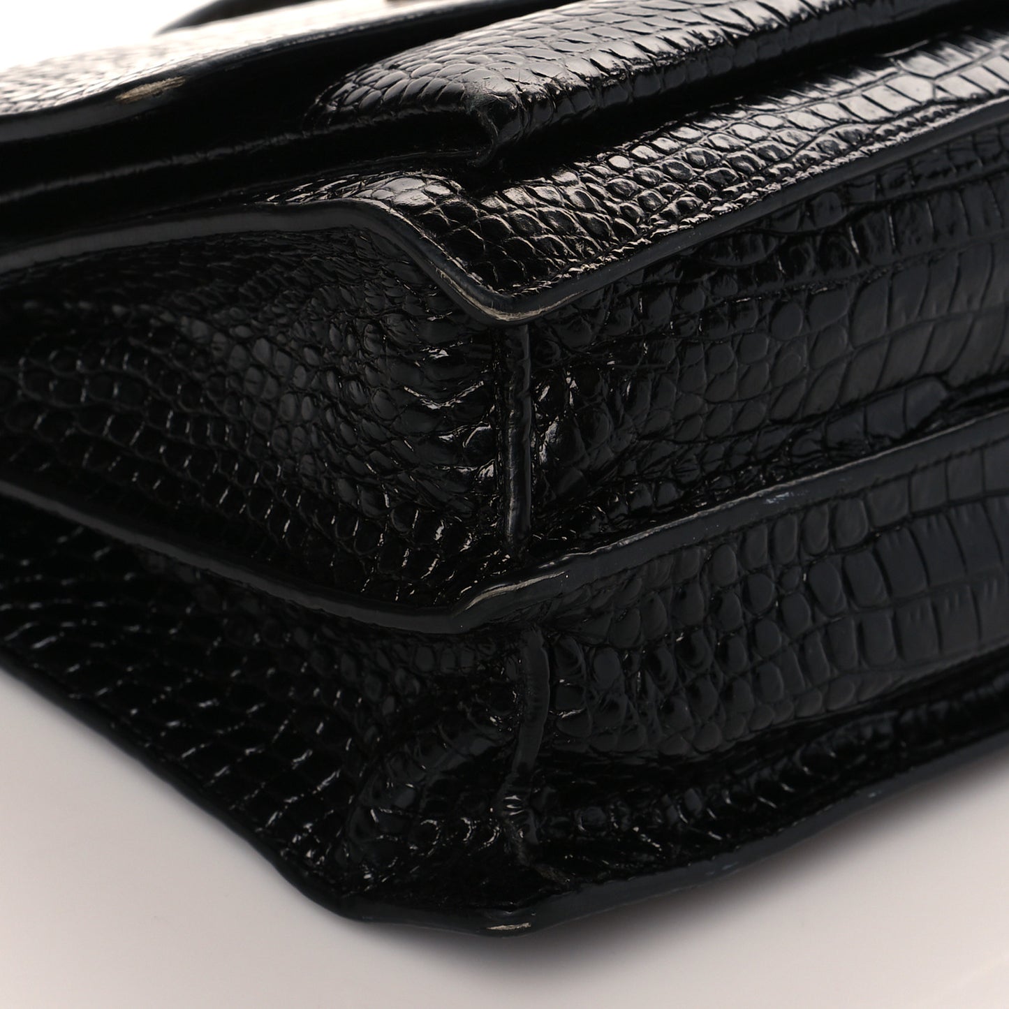 Calfskin Crocodile Embossed Large Monogram Sunset Black
