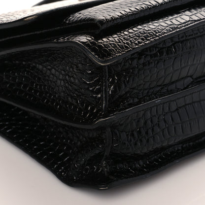 Saint Laurent Calfskin Crocodile Embossed Large Monogram Sunset Black 8 of 10