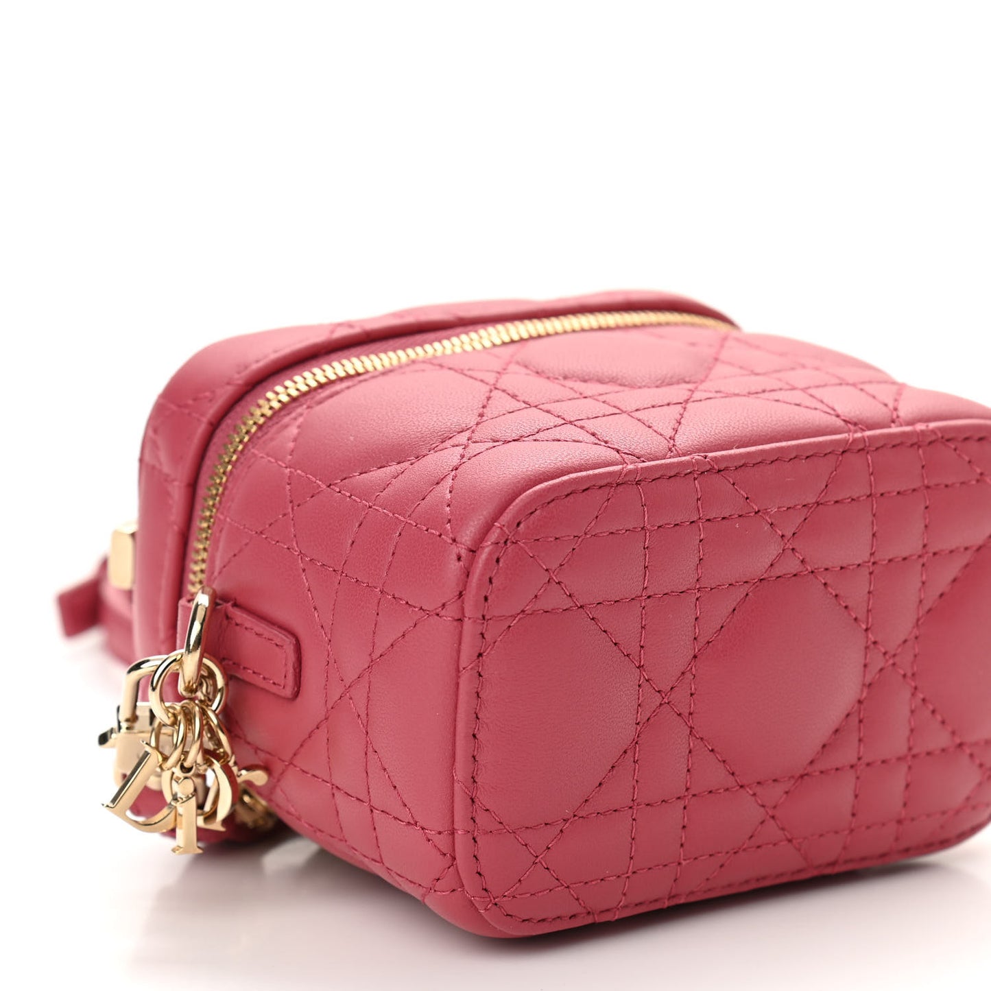 Lambskin Cannage Micro Vanity Case Strawberry Pink