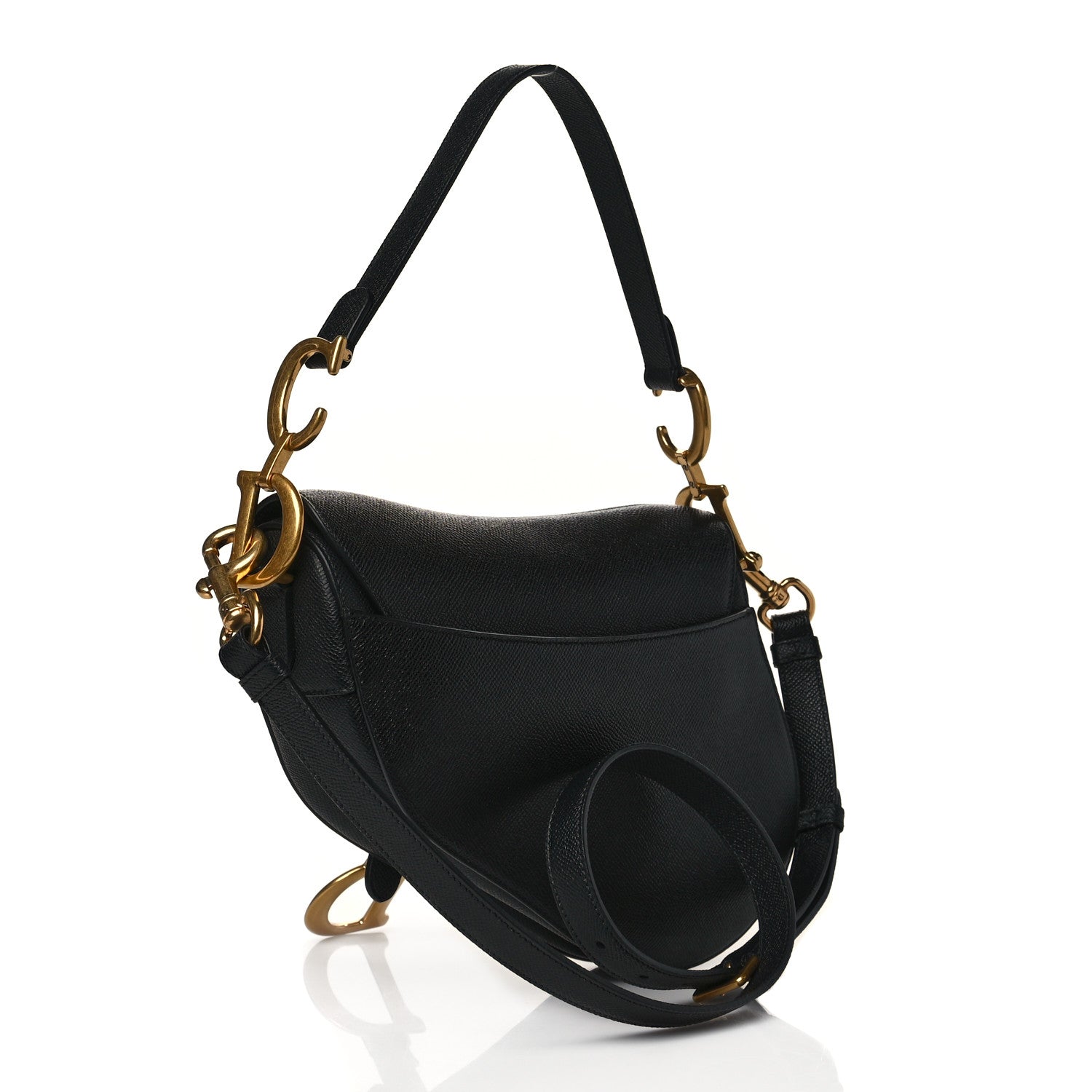 Christian Dior Grained Calfskin Saddle Bag With Strap Black 2 of 10