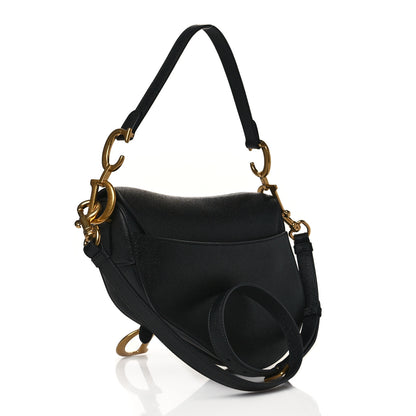 Christian Dior Grained Calfskin Saddle Bag With Strap Black 2 of 10