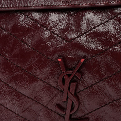 Saint Laurent Crinkled Calfskin Matelasse Monogram Large Niki Chain Satchel Rouge Legion 11 of 12