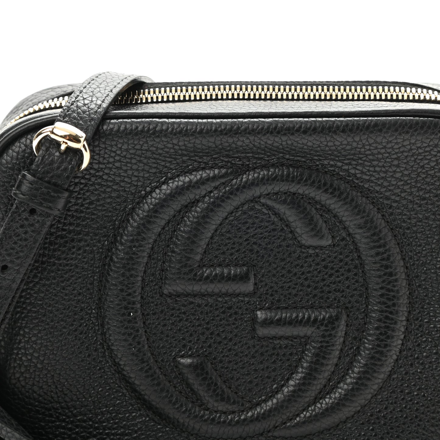 Pebbled Calfskin Small Soho Disco Bag Black