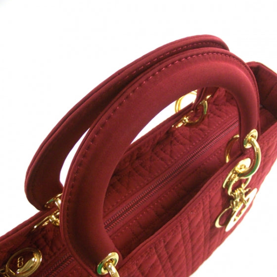 Christian Dior Nylon Cannage Large Lady Dior Red 5 of 8