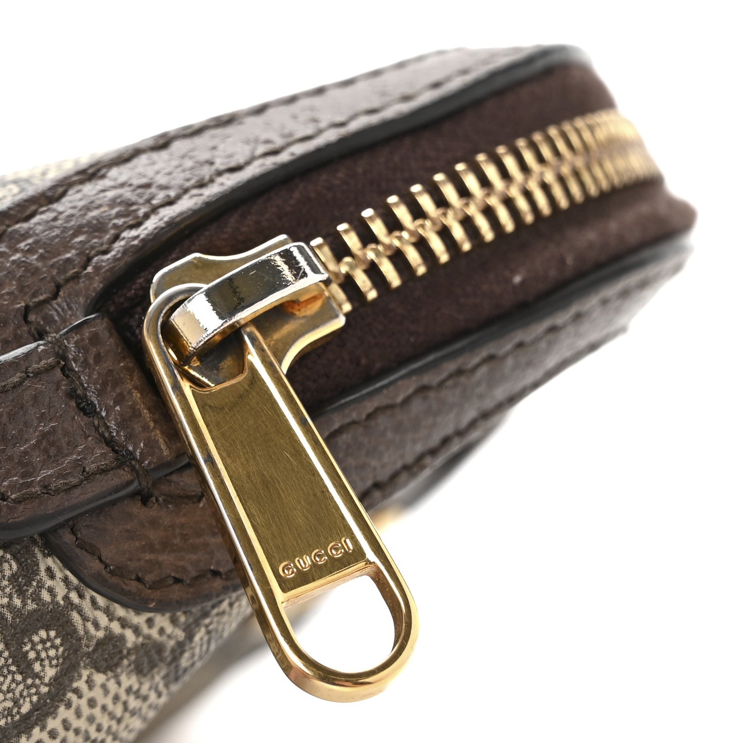 GG Supreme Monogram Textured Calfskin Web Medium Ophidia Cosmetic Case Beige Ebony New Acero