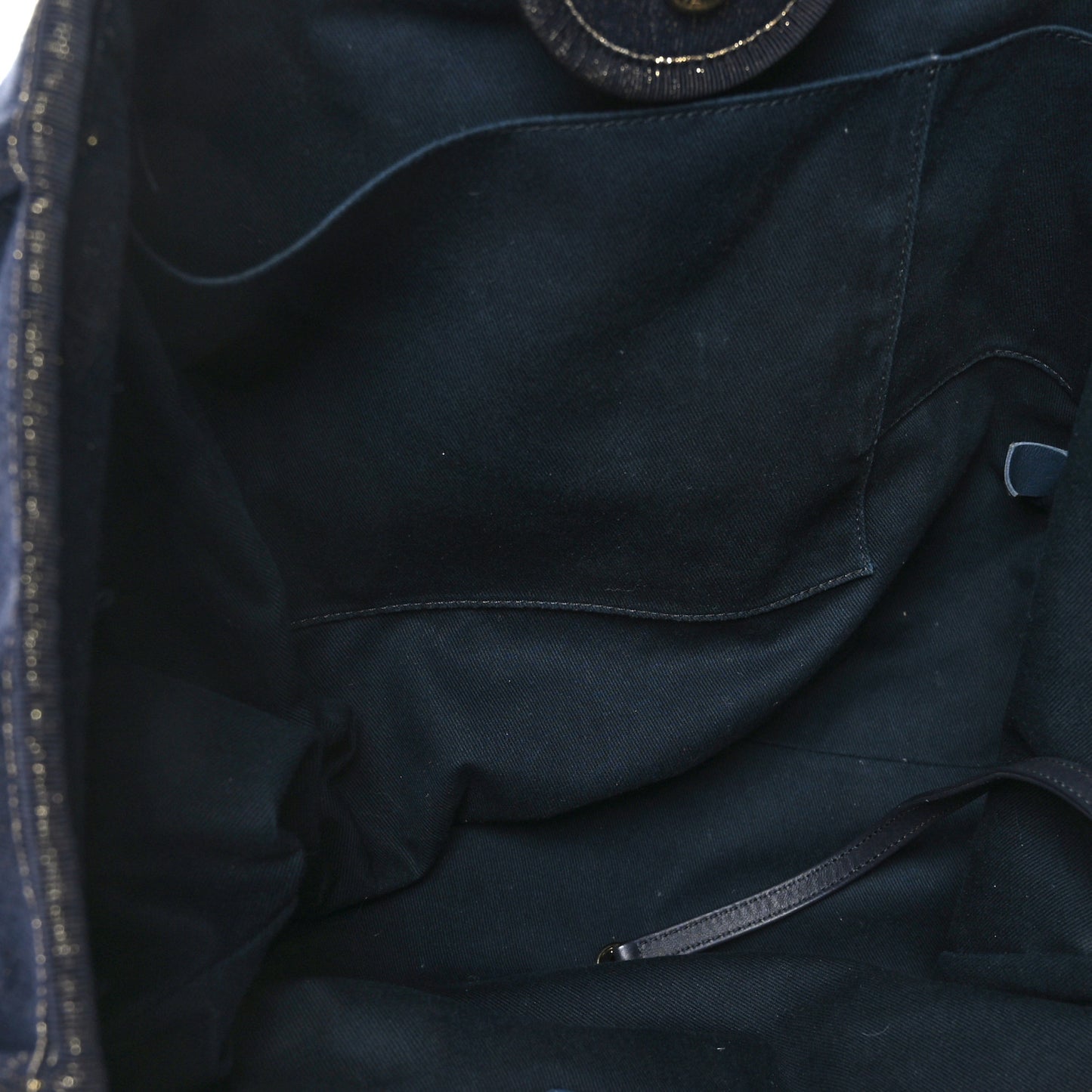 Lurex Canvas Medium Deauville Tote Navy Blue Gold