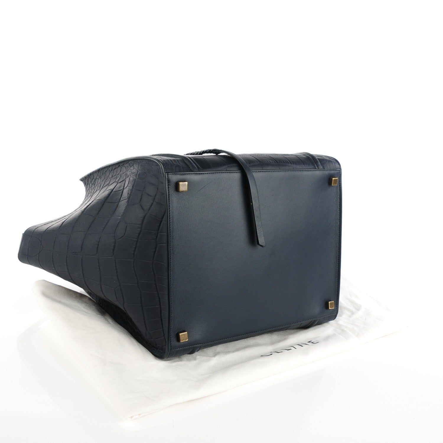 Celine Crocodile Embossed Nubuck Medium Phantom Luggage Navy 5 of 7