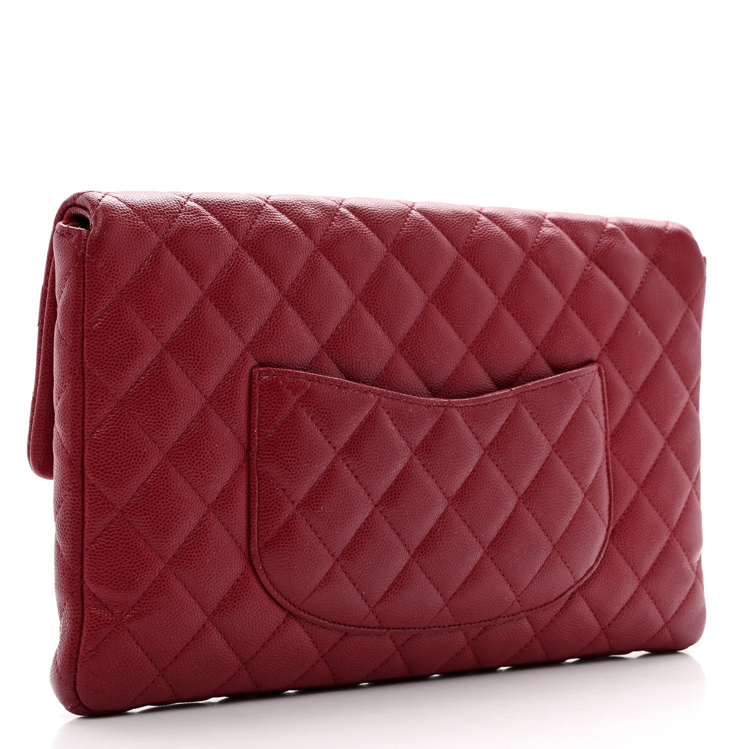 Chanel Caviar Quilted Flap Clutch Dark Red 3 of 7