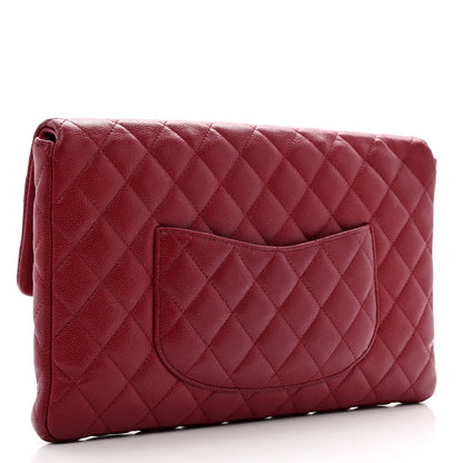 Chanel Caviar Quilted Flap Clutch Dark Red 3 of 7