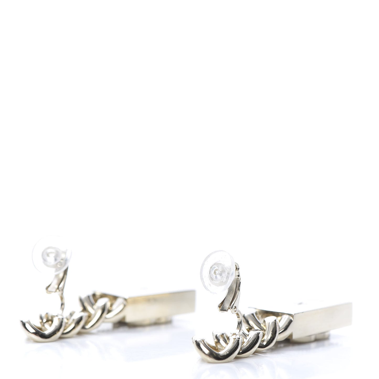 Crystal Dog Tag Charm Earrings Gold