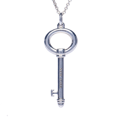Tiffany Sterling Silver Oval Key Pendant Necklace 6 of 9