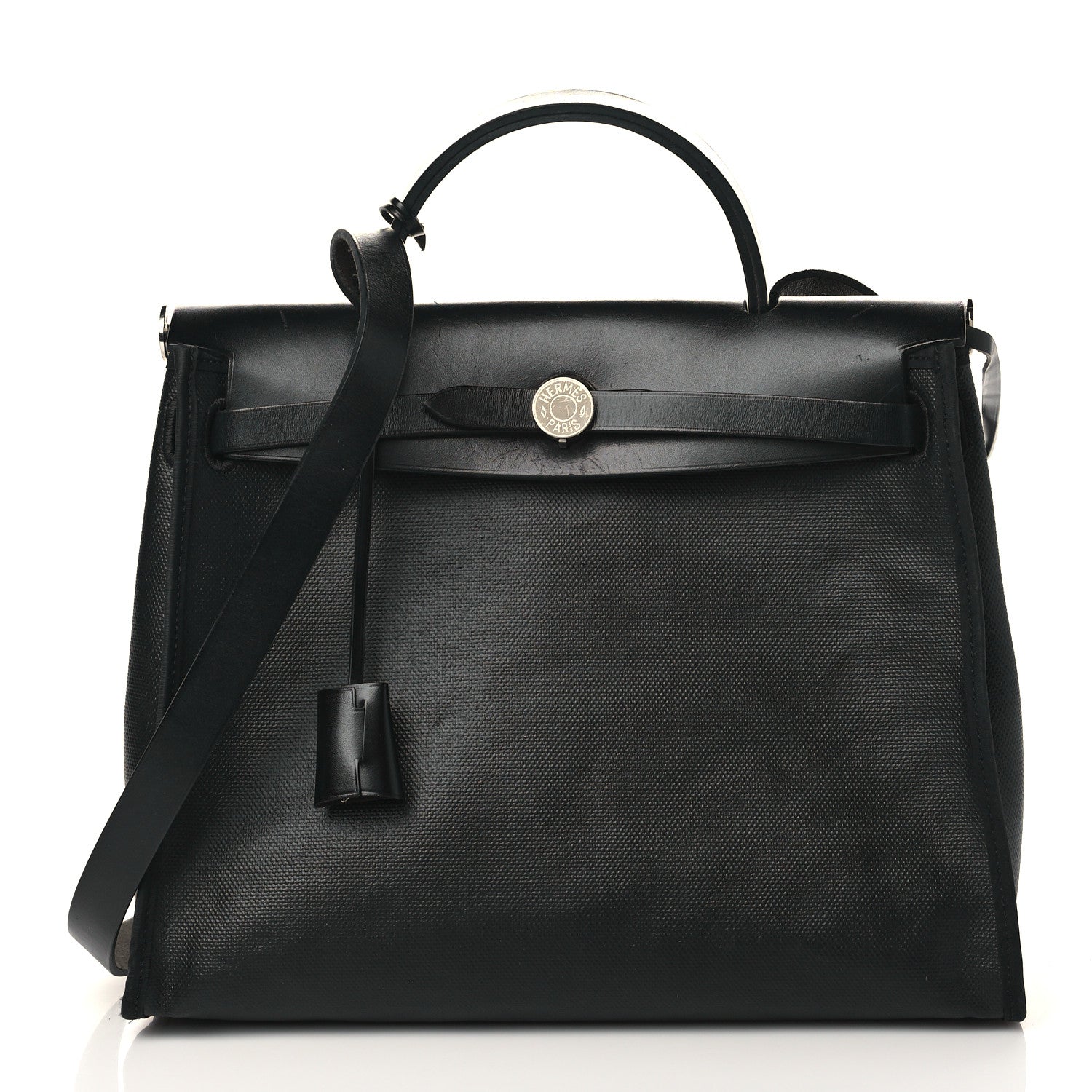 Hermes Toile H Berline Vache Hunter Herbag Zip PM 31 Black Ecru 3 of 11