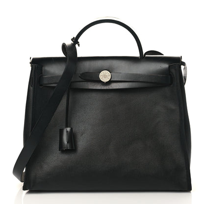 Hermes Toile H Berline Vache Hunter Herbag Zip PM 31 Black Ecru 3 of 11