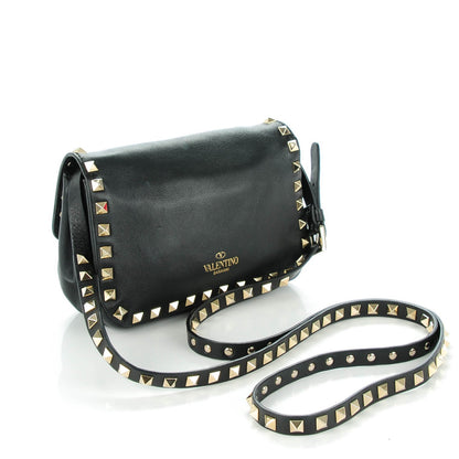 Valentino Garavani Vitello Mini Rockstud Flap Saddle Crossbody Bag Black 3 of 8