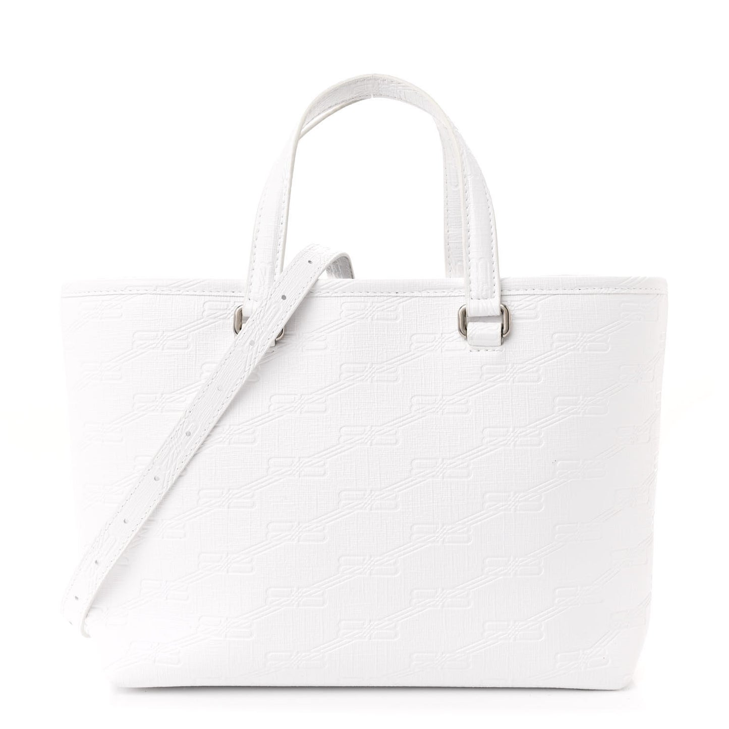 Coated Canvas BB Monogram Small Signature East West Shopper Bag White