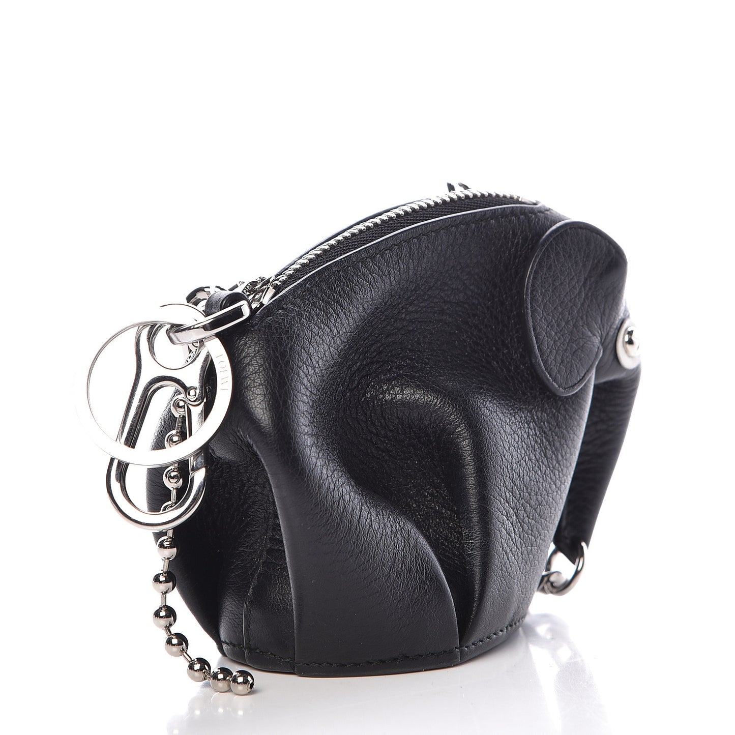 Calfskin Mini Punk Elephant Coin Purse Bag Charm Black