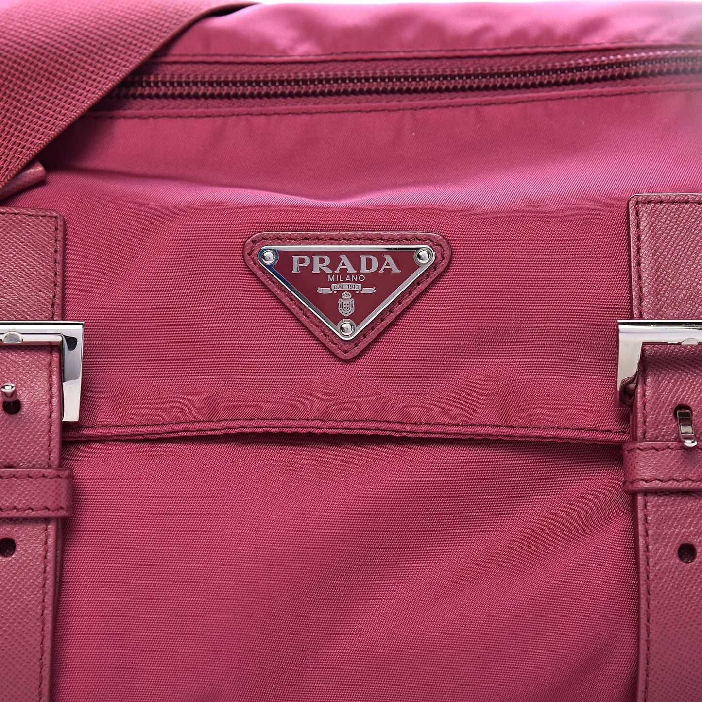Tessuto Nylon Vela Saffiano Messenger Bag Fuxia
