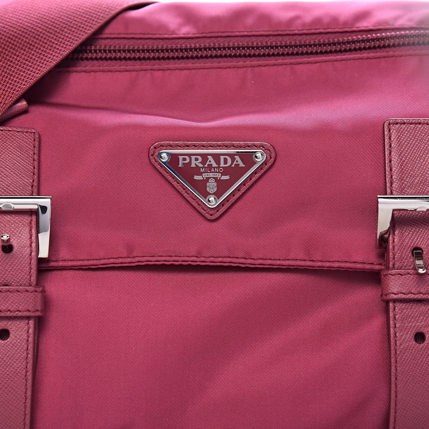 Prada Tessuto Nylon Vela Saffiano Messenger Bag Fuxia 10 of 10