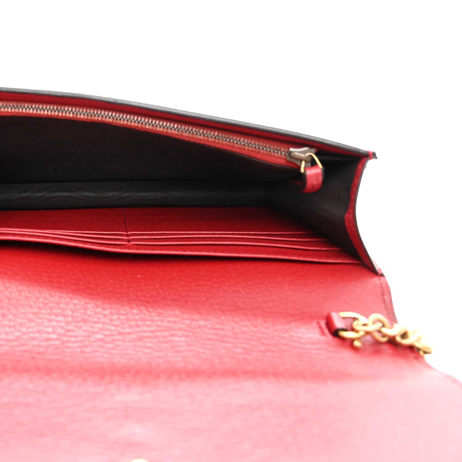 Gucci GG Supreme Monogram Web Queen Margaret Chain Wallet Red 5 of 9