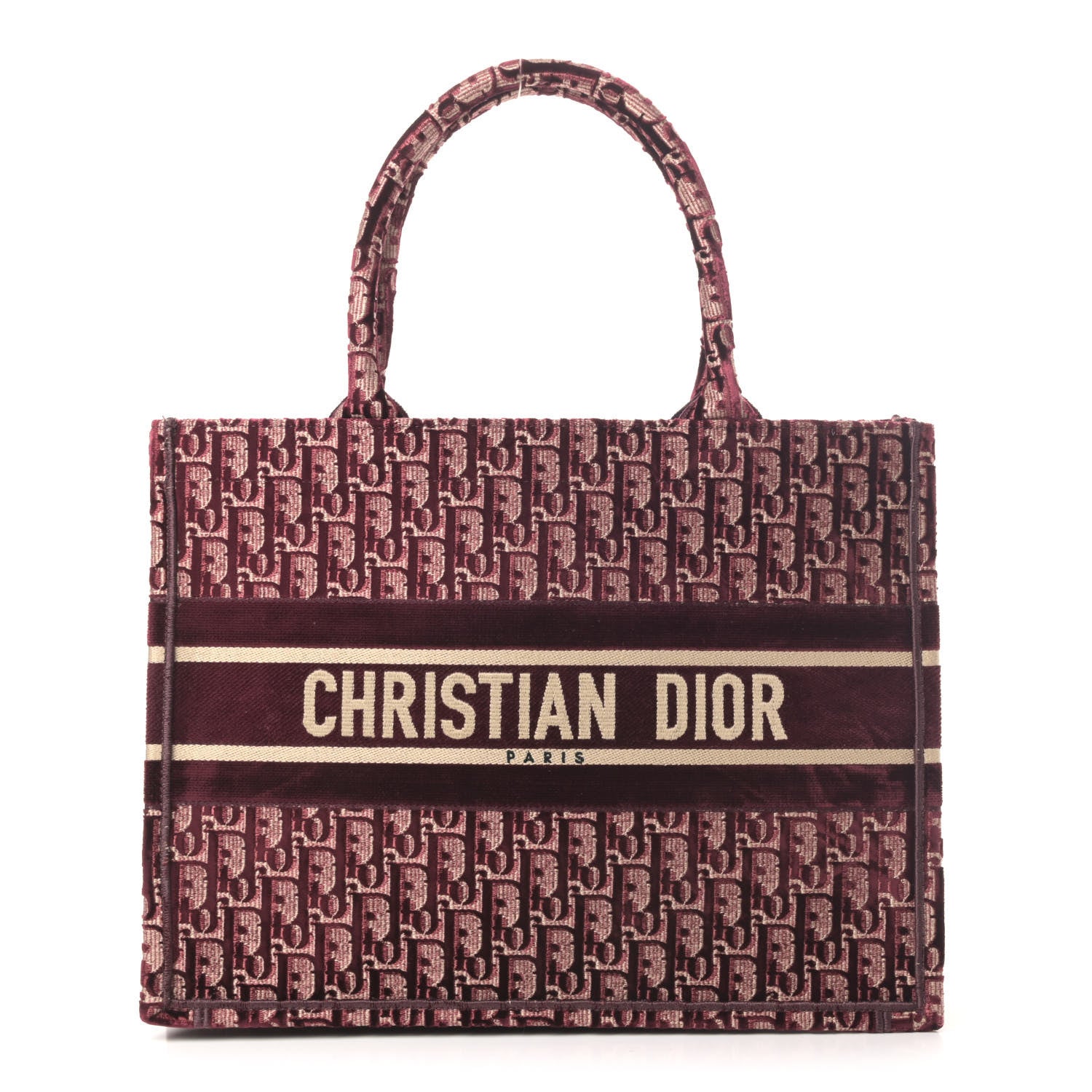 Christian Dior Oblique Velvet Medium Book Tote Burgundy 1 of 4