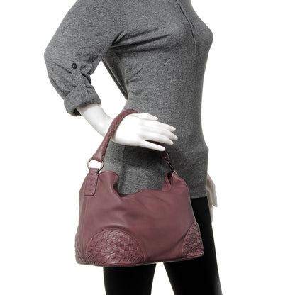 Bottega Veneta Lambskin Woven Small Loop Hobo Grape 2 of 8