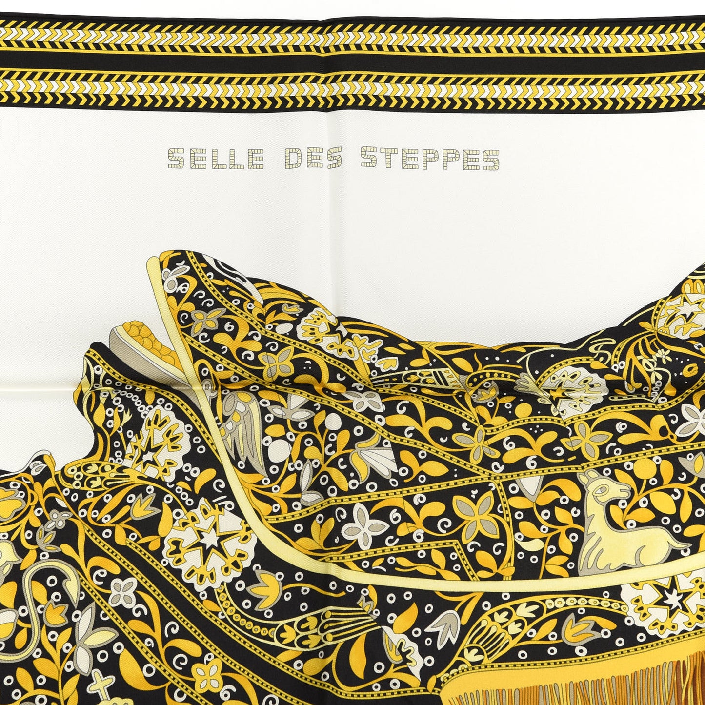 Silk Selle De Steppes Scarf 90 White Or Black