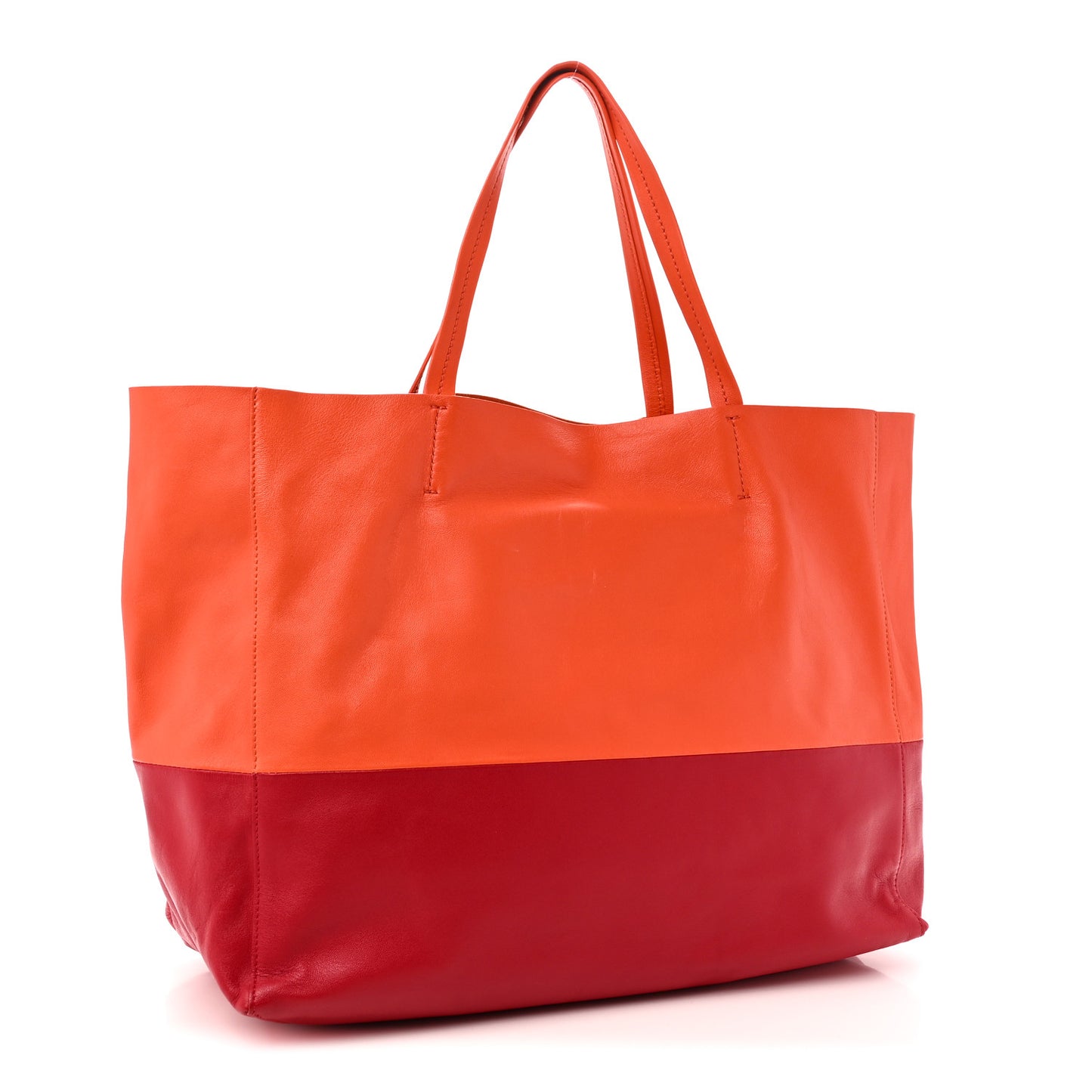 Lambskin Horizontal Bi-Color Cabas Orange Magenta