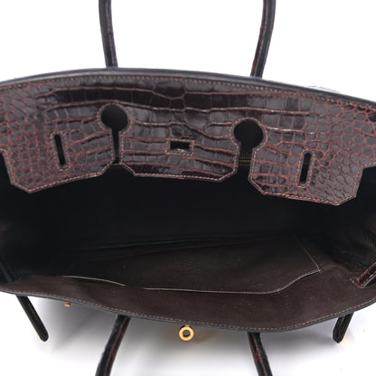 Hermes Shiny Porosus Crocodile Birkin 35 Cocoan 13 of 31