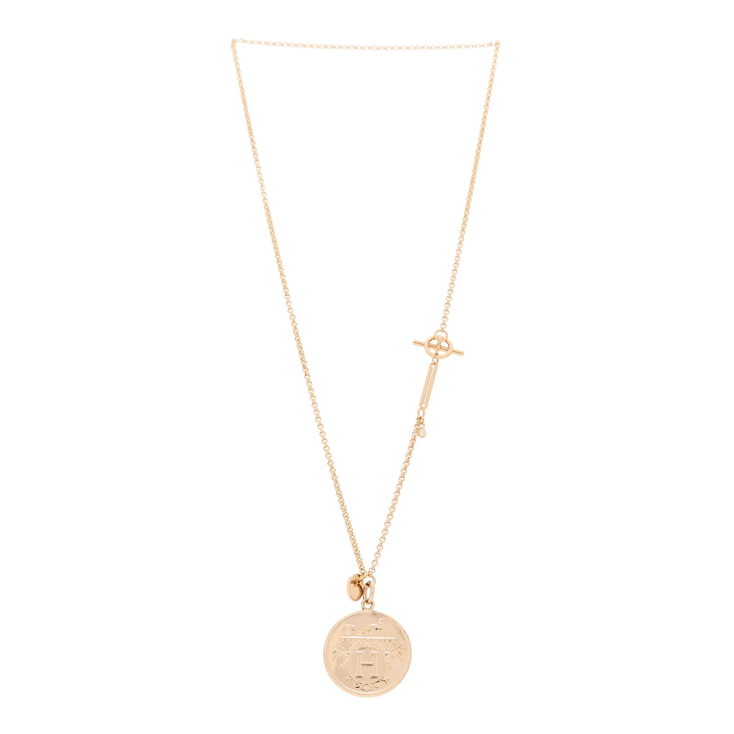 18K Rose Gold Diamond MM Ex-Libris Pendant Necklace