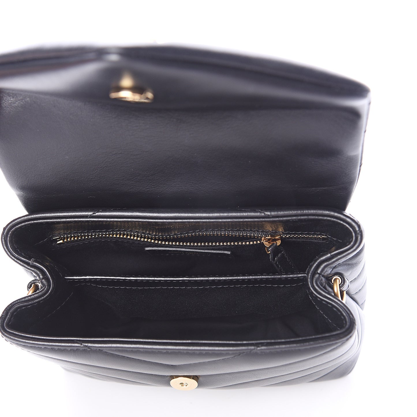 Calfskin Y Quilted Monogram Toy Loulou Crossbody Bag Black