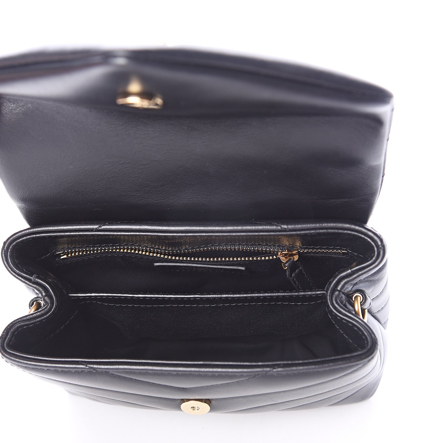 Saint Laurent Calfskin Y Quilted Monogram Toy Loulou Crossbody Bag Black 4 of 7